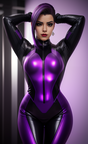 Sombra from Overwatch wearing a tight black catsuit  realistic  standi S2326301432 St40 G9.9.103